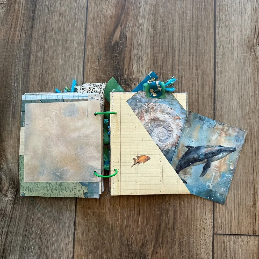 Fish-Themed Junk Journal with Teal Accents